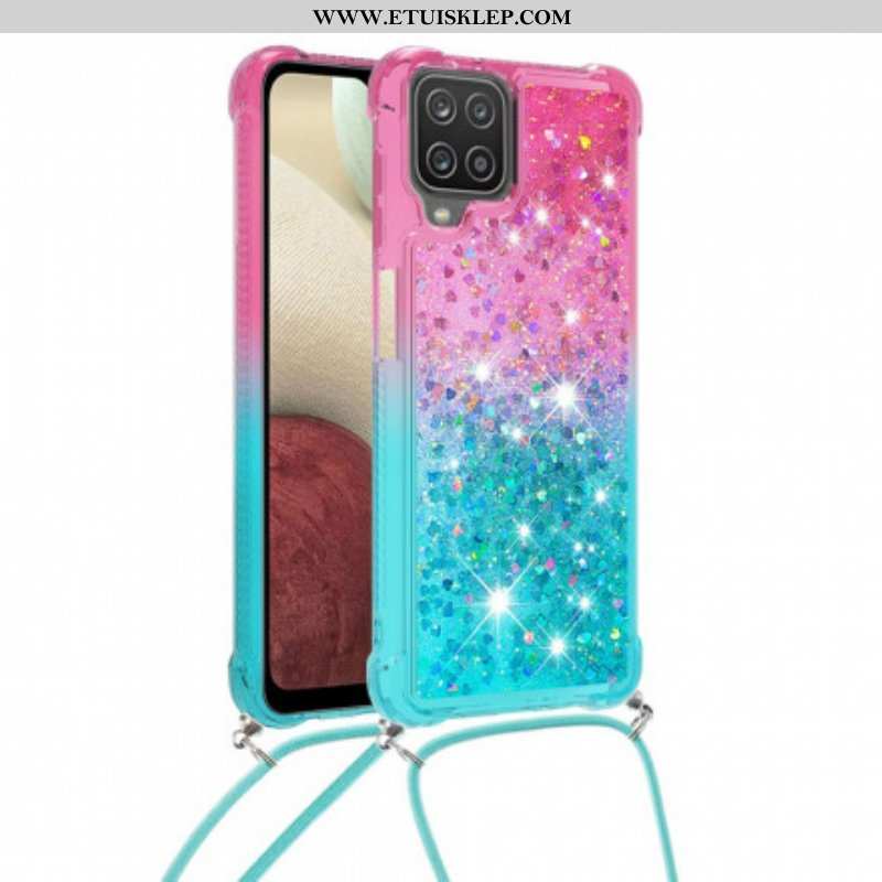 Etui do Samsung Galaxy M12 / A12 Silikonowe Cekiny I Sznurek